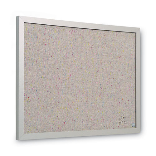 Designer Fabric Bulletin Board, 24 x 18, Gray Surface, Gray MDF Wood Frame
