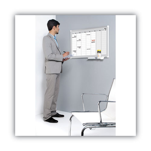 Image of Mastervision® Magnetic Dry Erase Calendar Board, Weekly Calendar, 36 X 24, White Surface, Silver Aluminum Frame