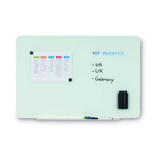 Image of Mastervision® Magnetic Glass Dry Erase Board, 36 X 24, Opaque White Surface