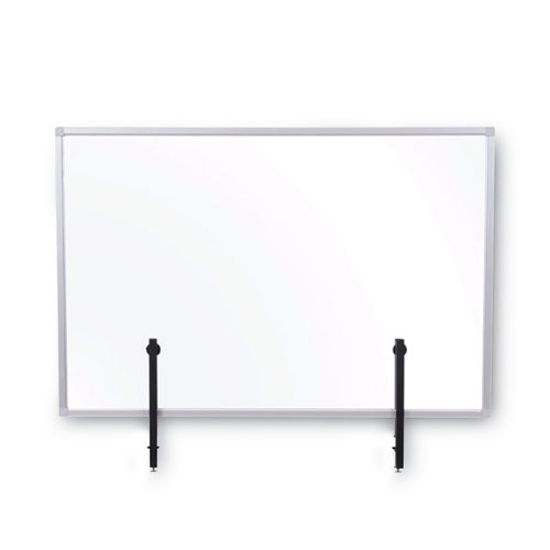 Image of Mastervision® Protector Series Glass Aluminum Desktop Divider, 35.4 X 0.16 X 23.6, Clear