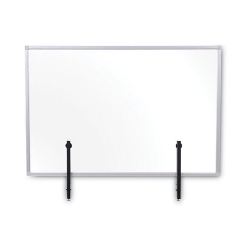 Image of Mastervision® Protector Series Glass Aluminum Desktop Divider, 47.2 X 0.16 X 35.4, Clear