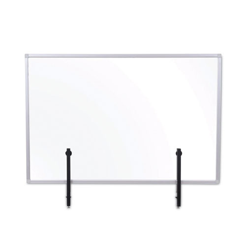 Image of Mastervision® Protector Series Glass Aluminum Desktop Divider, 40.9 X 0.16 X 27.6, Clear