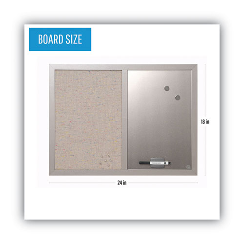 Image of Mastervision® Designer Combo Fabric Bulletin/Dry Erase Board, 24 X 18, Multicolor/Gray Surface, Gray Mdf Wood Frame