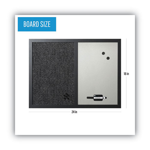 Image of Mastervision® Designer Combo Fabric Bulletin/Dry Erase Board, 24 X 18, Charcoal/Gray Surface, Black Mdf Wood Frame