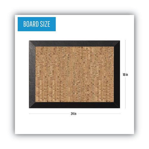 Image of Mastervision® Natural Cork Bulletin Board, 24 X 18, Tan Surface, Black Wood Frame