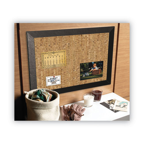 Image of Mastervision® Natural Cork Bulletin Board, 24 X 18, Tan Surface, Black Wood Frame