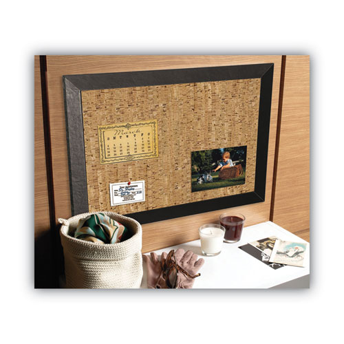 Image of Mastervision® Natural Cork Bulletin Board, 36 X 24, Tan Surface, Black Wood Frame