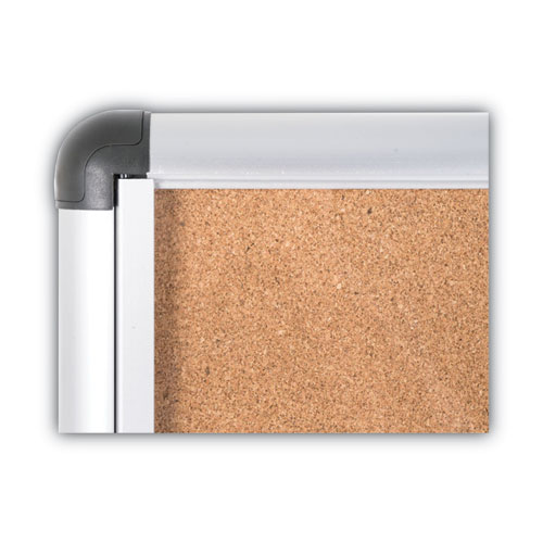 Image of Mastervision® Slim-Line Enclosed Cork Bulletin Board, One Door, 47 X 38, Tan Surface, Aluminum Frame