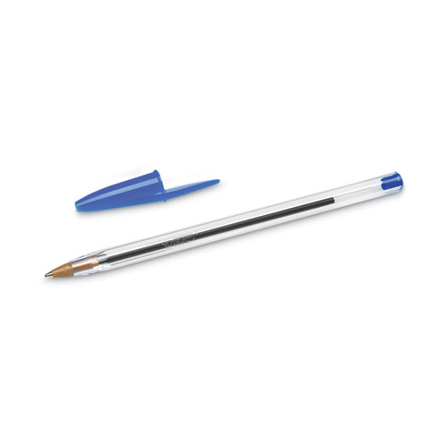 Cristal Xtra Smooth Ballpoint Pen, Stick, Medium 1 mm, Blue Ink, Clear Barrel, Dozen
