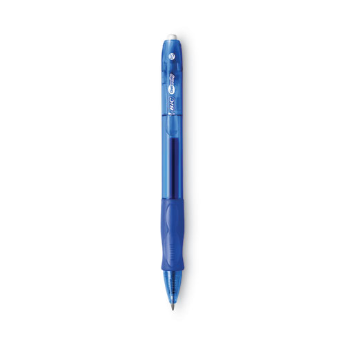 Image of Bic® Gel-Ocity Gel Pen, Retractable, Medium 0.7 Mm, Blue Ink, Translucent Blue Barrel, Dozen