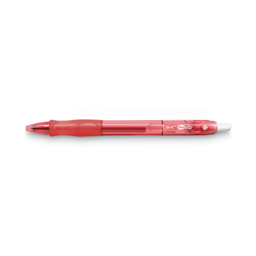Image of Bic® Gel-Ocity Gel Pen, Retractable, Medium 0.7 Mm, Red Ink, Translucent Red Barrel, Dozen