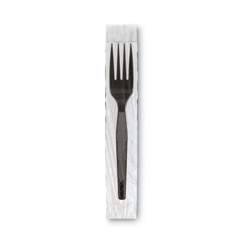 Image of Dixie® Grab'N Go Wrapped Cutlery, Forks, Black, 90/Box