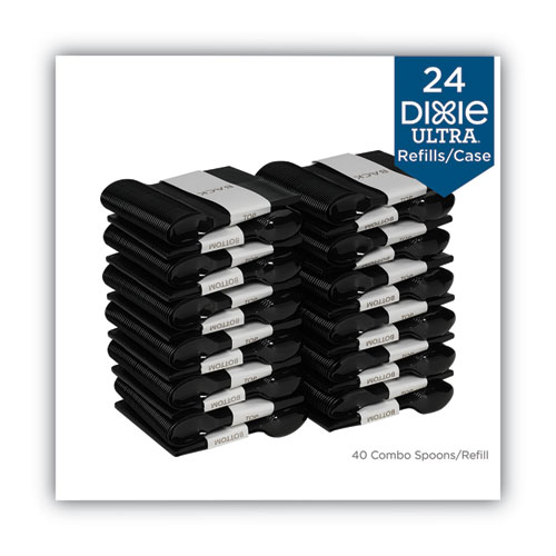 Image of SmartStock Plastic Cutlery Refill, Spoons, 6", Series-O Mediumweight, Black, 40/Pack, 24 Packs/Carton