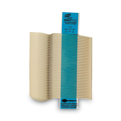 Image of SmartStock Plastic Cutlery Refill, Spoons, 6", Series-O Mediumweight Bio-Blend, Beige, 40/Pack, 24 Packs/Carton