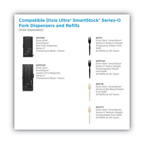 SmartStock Mediumweight Polystyrene Dispenser, Forks, 10 x 8.78 x 24.75, Smoke