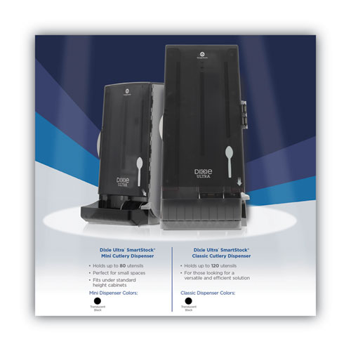 SmartStock Utensil Dispenser, Spoons, 10 x 8.75 x 24.75, Translucent Black