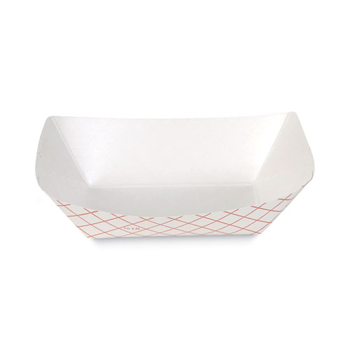 Kant Leek Clay-Coated Paper Food Tray, 0.5 lb Capacity, 5.3 x 3.75 x 1.4, Red Plaid, 1,000/Carton