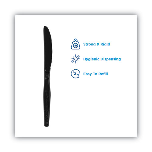 Image of SmartStock Plastic Cutlery Refill, Knives, 7", Series-O Mediumweight, Black, 40/Pack, 24 Packs/Carton