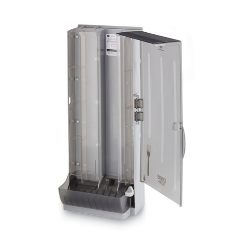 Image of SmartStock Utensil Dispenser, Forks, 10 x 8.78 x 24.75, Smoke