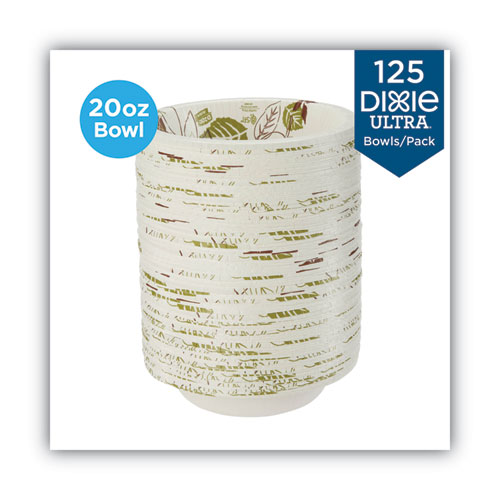 Image of Dixie® Pathways Heavyweight Paper Bowls, 20 Oz, White/Green/Burgundy, 125/Pack
