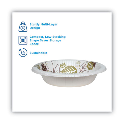 Image of Dixie® Pathways Heavyweight Paper Bowls, 20 Oz, White/Green/Burgundy, 125/Pack