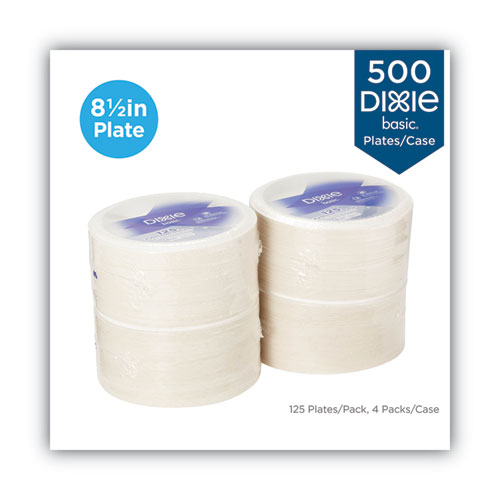 Image of Dixie® Paper Dinnerware, Plates, White, 8.5" Dia, 125/Pack, 4/Carton