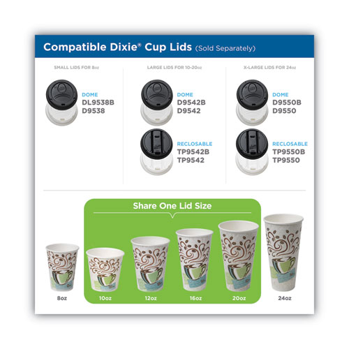Image of Dixie® Perfectouch Paper Hot Cups And Lids Combo, 10 Oz, Multicolor, 50 Cups/Lids/Pack, 6 Packs/Carton