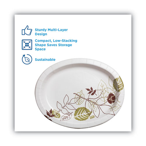 Image of Dixie® Pathways Heavyweight Oval Platters, 8.5 X 11, Green/Burgundy, 125/Pack