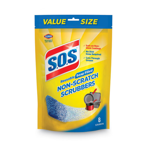 Non-Scratch Soap Scrubbers, Blue, 6/Pack