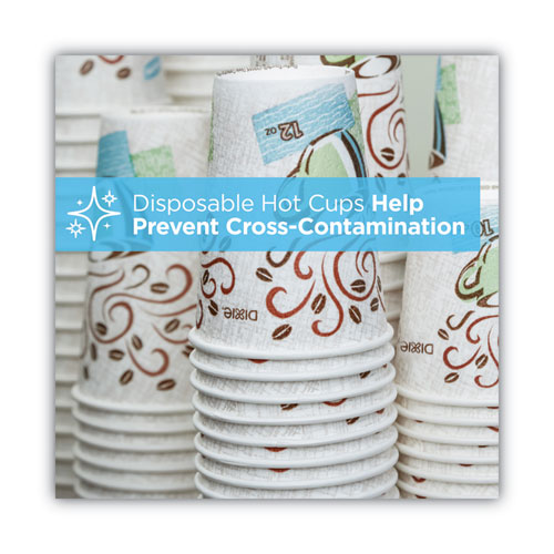 PerfecTouch Paper Hot Cups and Lids Combo, 12 oz, Multicolor, 50 Cups/Lids/Pack, 6/Packs/Carton