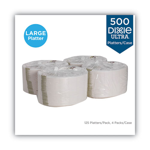 Image of Dixie® Pathways Heavyweight Oval Platters, 8.5 X 11, Green/Burgundy, 500/Carton