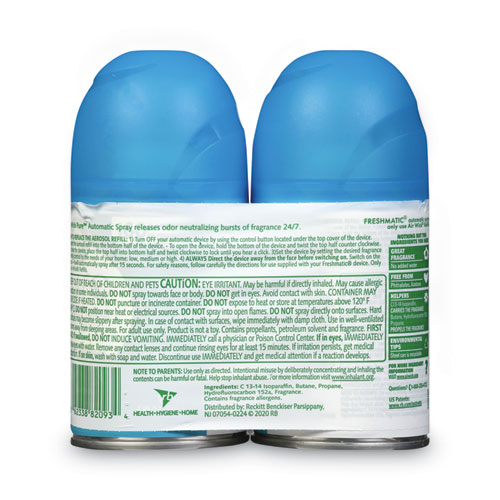 Image of Air Wick® Freshmatic Ultra Spray Refill, Fresh Waters, 5.89 Oz Aerosol Spray, 2/Pack 3 Packs/Carton