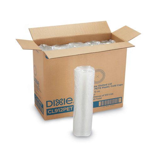 Dixie® Cold Drink Cup Lids, Fits 9 oz to 12 oz Plastic Cold Cups, Clear, 100/Sleeve, 10 Sleeves/Carton