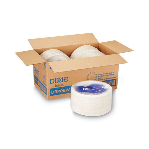 Dixie® Paper Dinnerware, Plates, White, 8.5" dia, 125/Pack, 4/Carton
