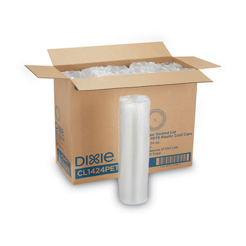 Dixie® Cold Drink Cup Lids, Fits 16 oz Plastic Cold Cups, Clear, 100/Sleeve, 10 Sleeves/Carton
