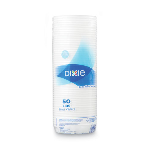 Image of Dixie® Dome Drink-Thru Lids, Fits 10 Oz To 16 Oz Perfectouch; 12 Oz To 20 Oz Wisesize Cup, White, 50/Pack
