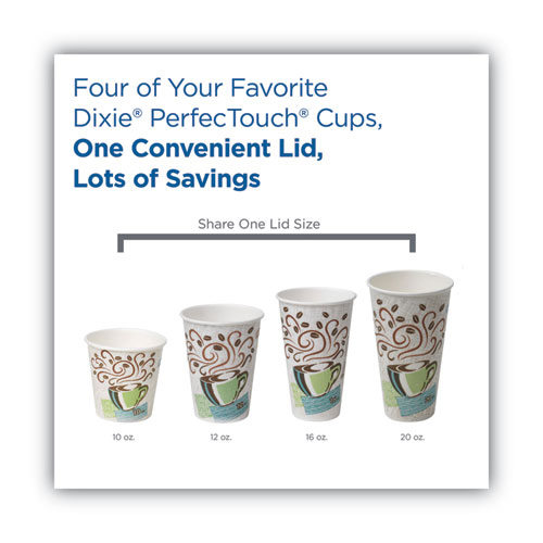 Image of Dixie® Dome Drink-Thru Lids, Fits 10 Oz To 16 Oz Paper Hot Cups, White, 1,000/Carton