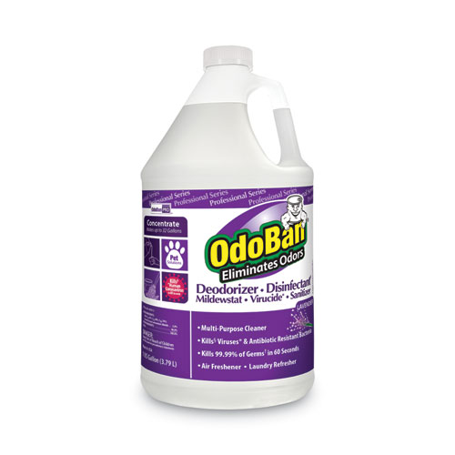 Odoban® Concentrate Odor Eliminator And Disinfectant, Lavender Scent, 1 Gal Bottle, 4/Carton