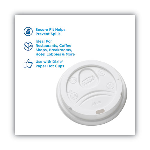 Image of Dixie® Sip-Through Dome Hot Drink Lids, Fits 10 Oz Cups, White, 100/Pack