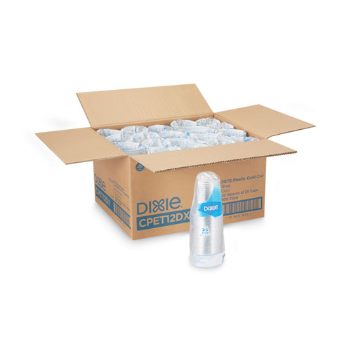 Dixie® Clear Plastic PETE Cups, 12 oz, 25/Sleeve, 20 Sleeves/Carton