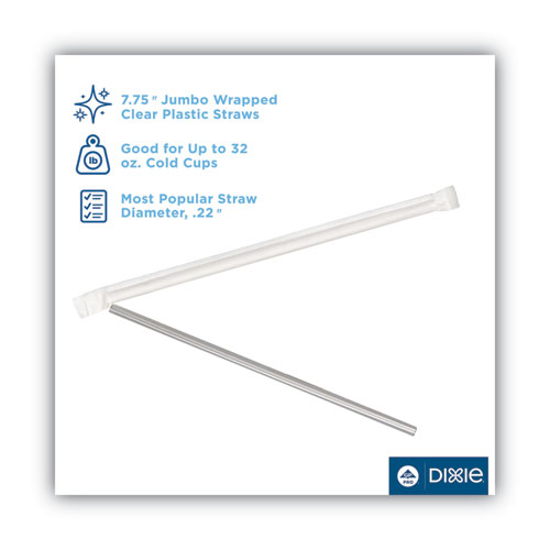 Jumbo Straws, 7.75", Plastic, Translucent, 500/Box, 4 Boxes/Carton