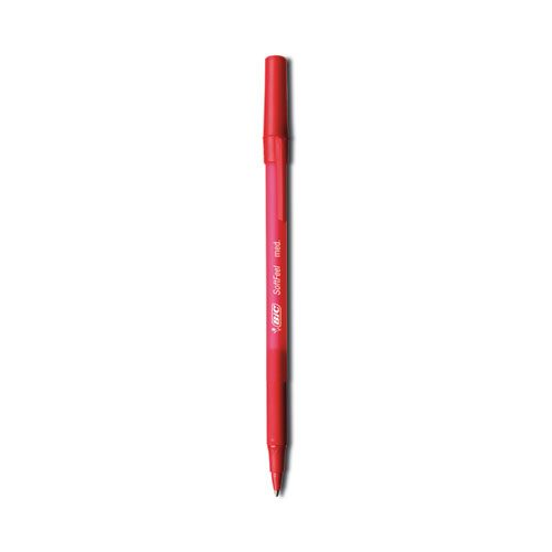 Soft Feel Ballpoint Pen, Stick, Medium 1 mm, Red Ink, Red Barrel, Dozen