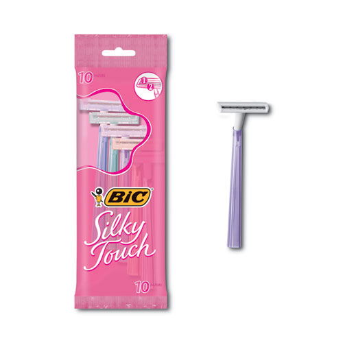 BIC® Silky Touch Women’s Disposable Razor, 2 Blades, Assorted Colors, 10/Pack