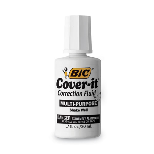 Cover-It Correction Fluid, 20 ml Bottle, White, Dozen - IDM Products