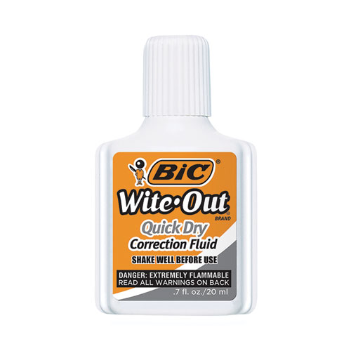 Image of Bic® Wite-Out Quick Dry Correction Fluid, 20 Ml Bottle, White, Dozen