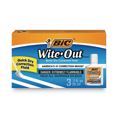 Bic® Wite-Out Quick Dry Correction Fluid, 20 Ml Bottle, White, 3/Pack