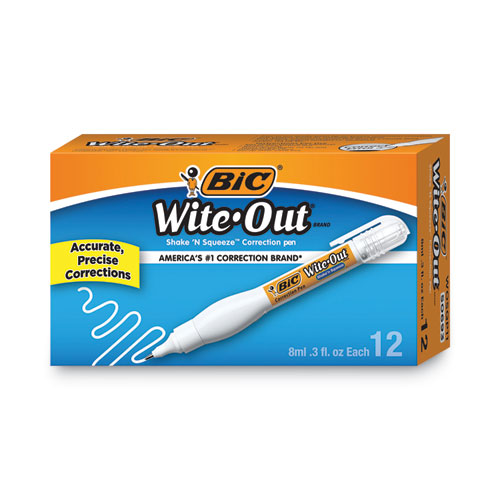 Wite-Out Shake 'n Squeeze Correction Pen, 8 mL, White - Office