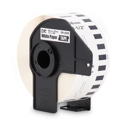 Image of Brother Continuous Paper Label Tape, 1.5" X 100 Ft, Black/White