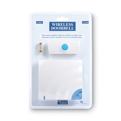 Wireless Doorbell, Battery Operated, 1.38 x 0.75 x 3.5, Bone