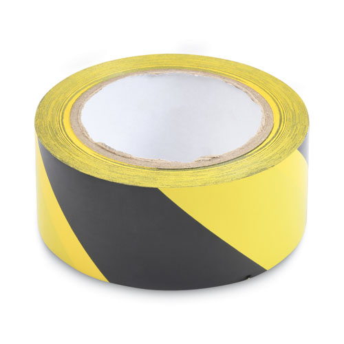 Image of Tatco Hazard Marking Aisle Tape, 2" X 108 Ft, Black/Yellow